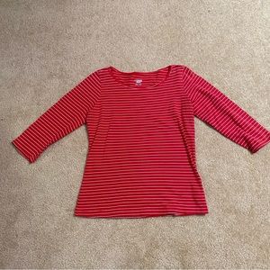 Columbia red and white striped basic 3/4 sleeve tee